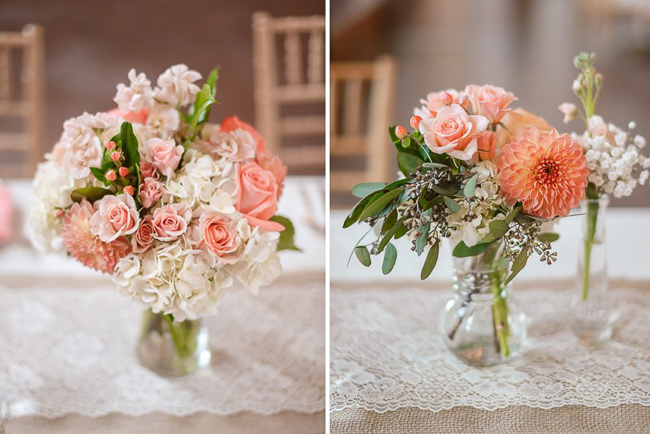 bouquets with light pink and white | photo: Photos by Kristopher | via https://emmalinebride.com