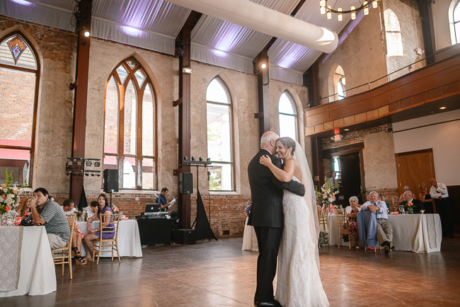 the bride dances with her father | photo: Photos by Kristopher | via https://emmalinebride.com