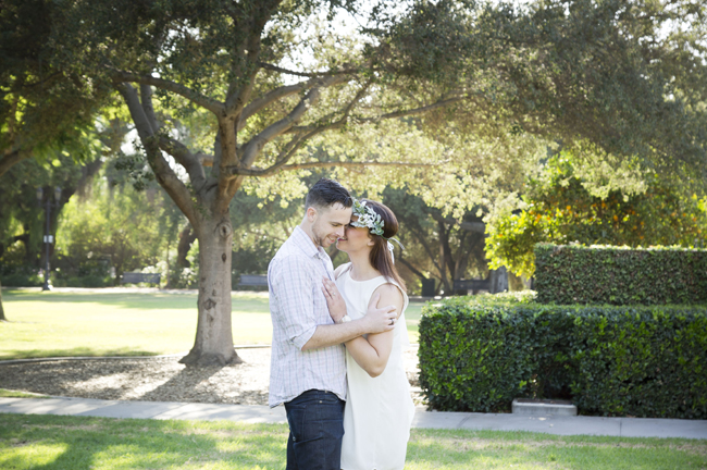Santa Fe Springs Engagement Session with couple kissing