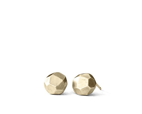 14k gold pebble earrings