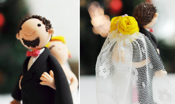 handmade bride and groom cake toppers