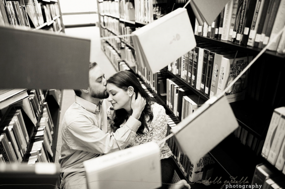 library book engagement shoot