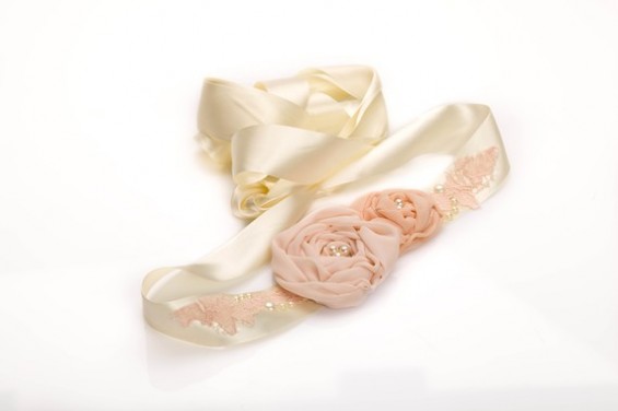 pink rosette dress sash for weddings