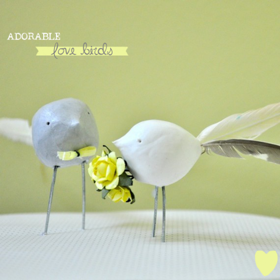 handmade wedding cake topper with birds
