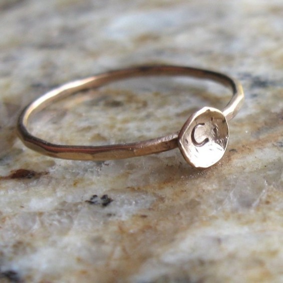 personalized bridesmaid ring with initial for wedding gift