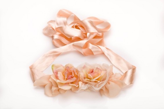 pink bridal sash with flowers