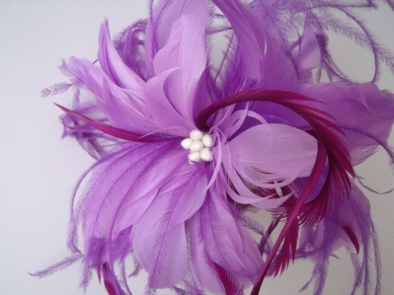 purple feather hairpiece