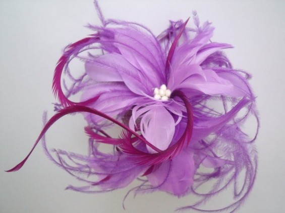 purple feather hairpiece