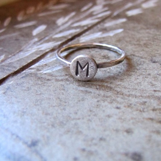 handmade wedding ring initial for bridesmaids by tina h dee