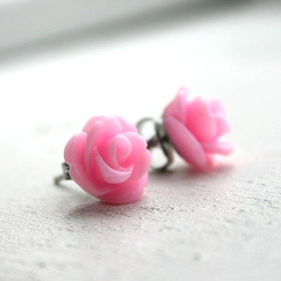 pink bridesmaid earrings