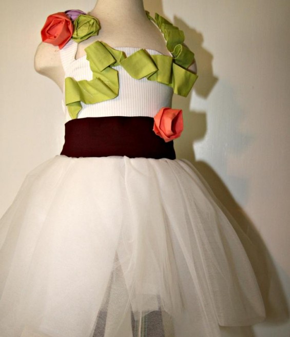 flower girl rosettes with tutu skirt and rosettes
