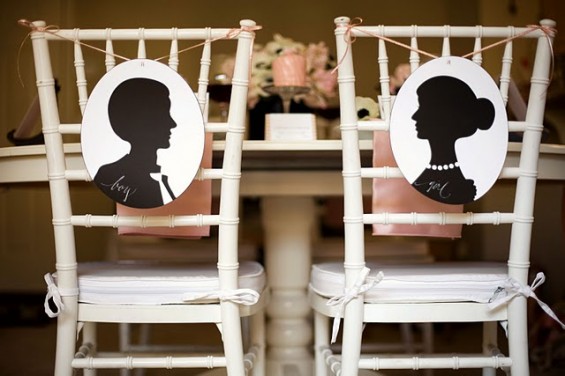 silhouette bride and groom signs