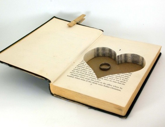 hollow book safe with heart for ring