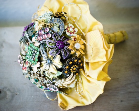 diy brooch bouquet completed