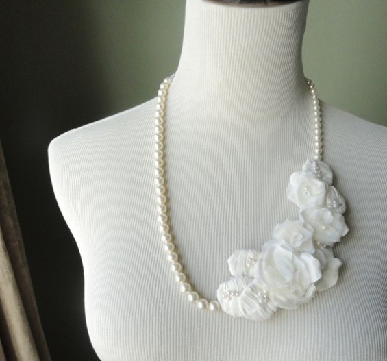 bridal statement necklace with pearls by flora bond