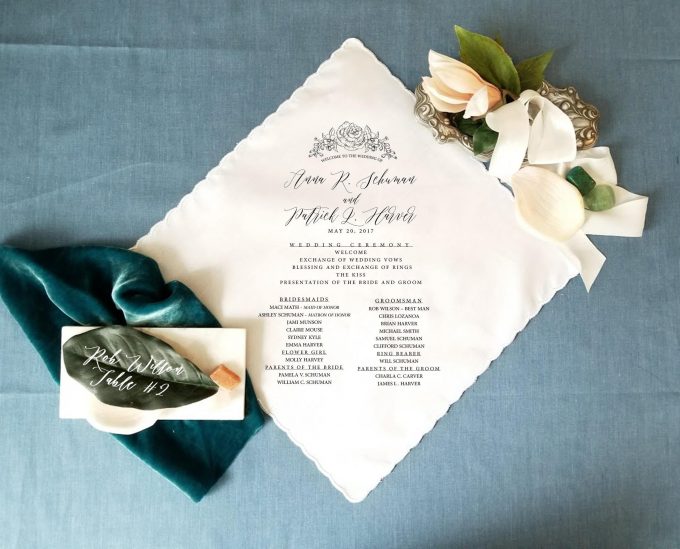 handkerchief wedding invitations and programs