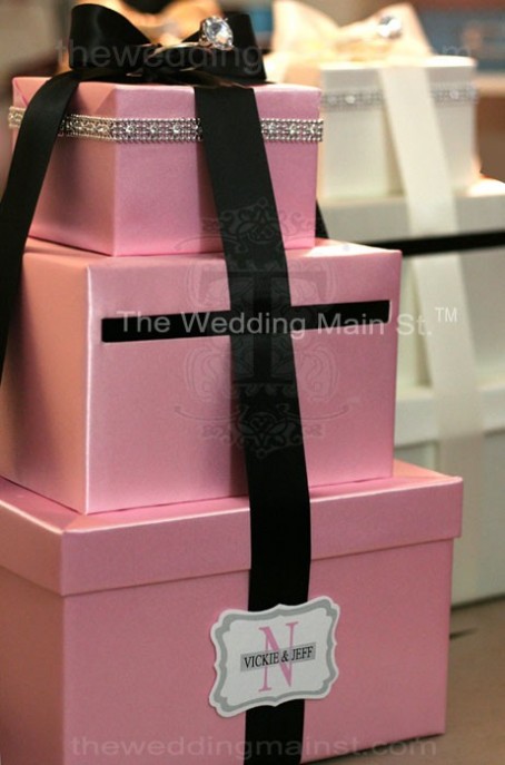 pink wedding card boxes