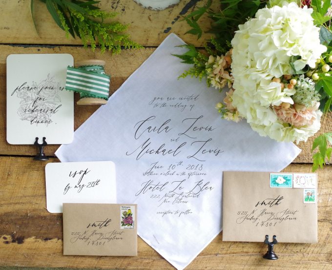 handkerchief wedding invitations