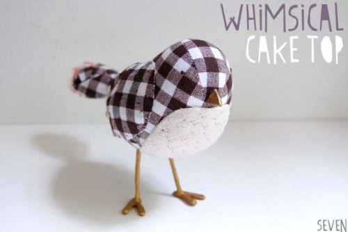 picnic wedding - gingham bird cake topper