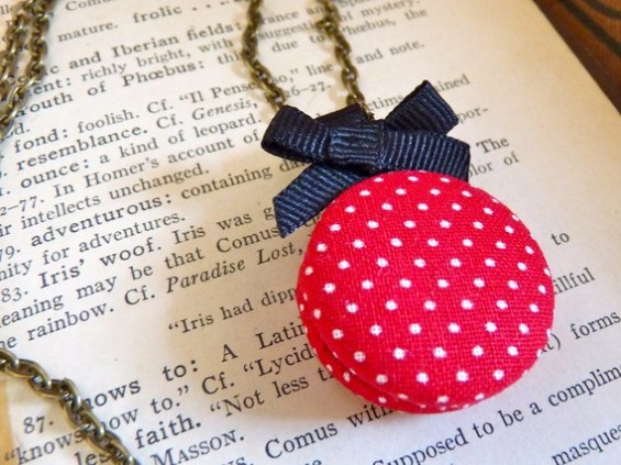 bridesmaid locket with red polka-dots