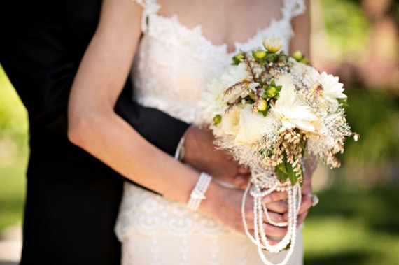 pearls bridal bouquet