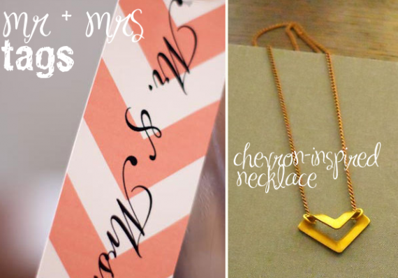chevron mr. + mrs. tags and necklace