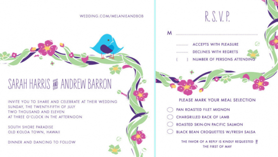 love birds wedding invitation