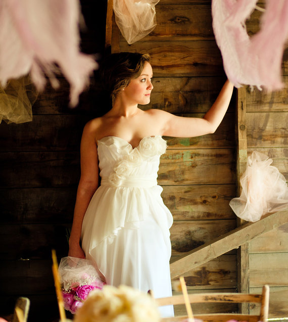 wedding gown with ruffles