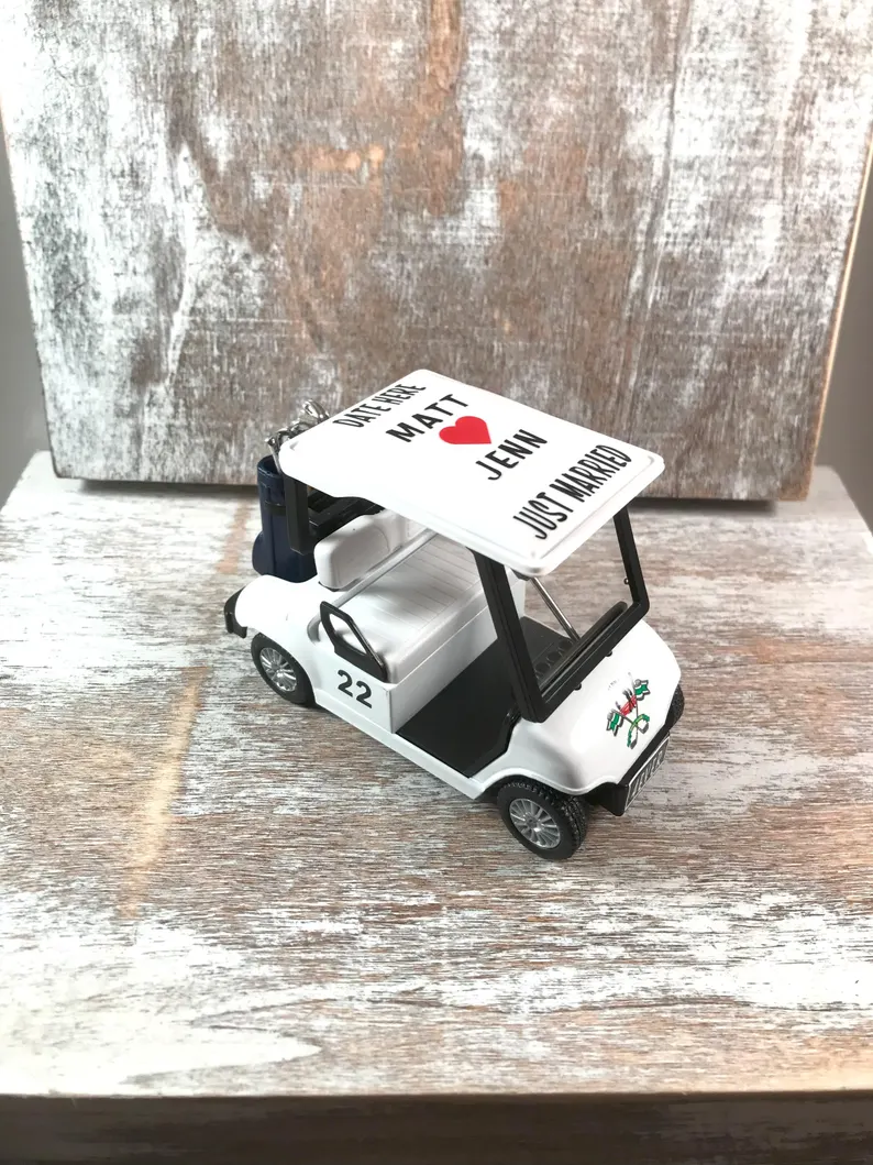 Personalized golf cart for wedding cake topper - golf themed wedding