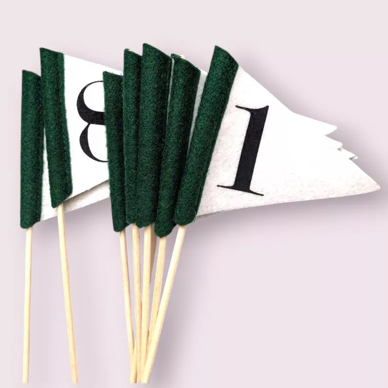 Golf wedding table numbers handmade for a personalized golfing themed wedding