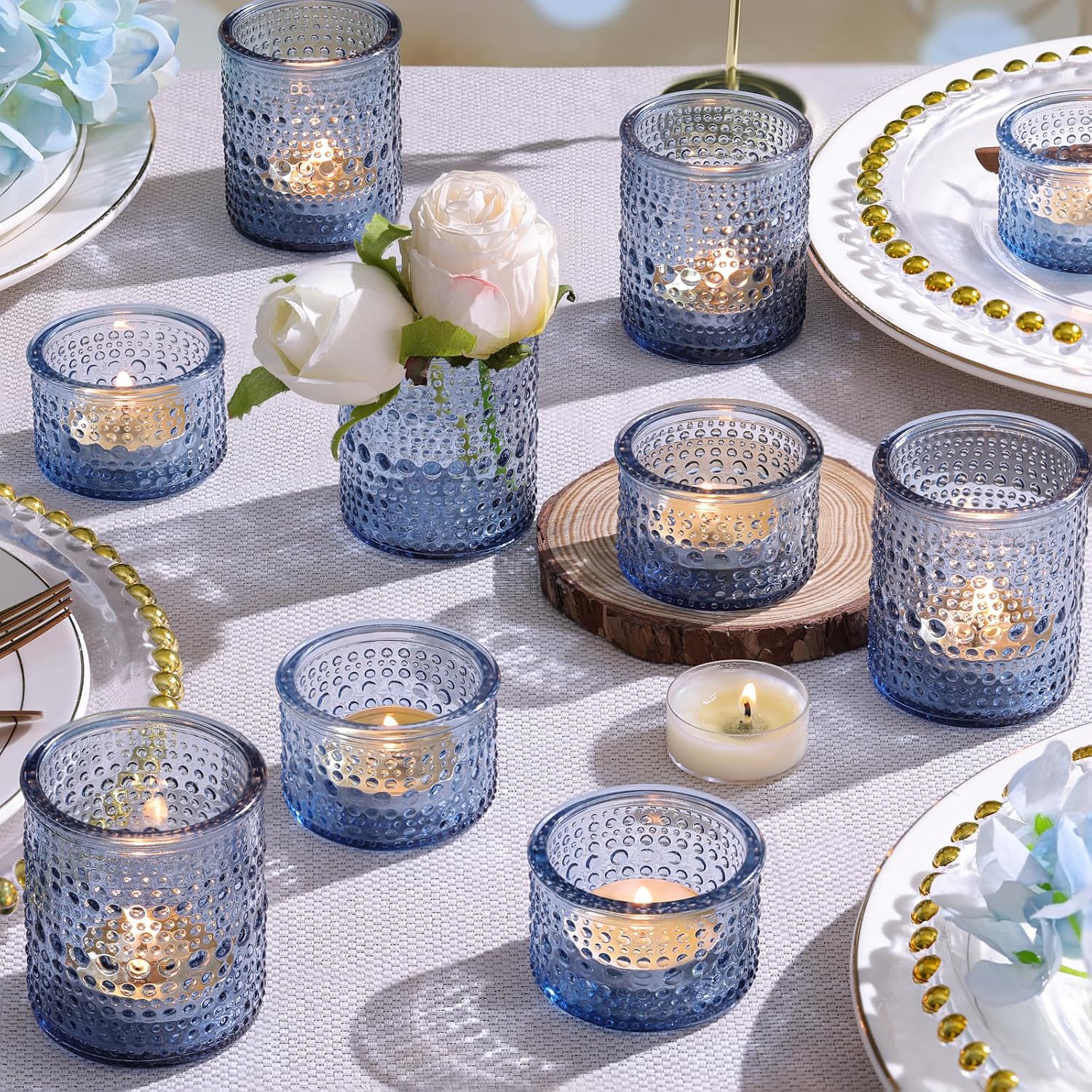 colorful glass candle holders