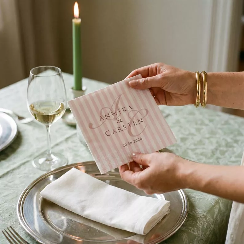 custom cocktail size wedding napkins for table decorations