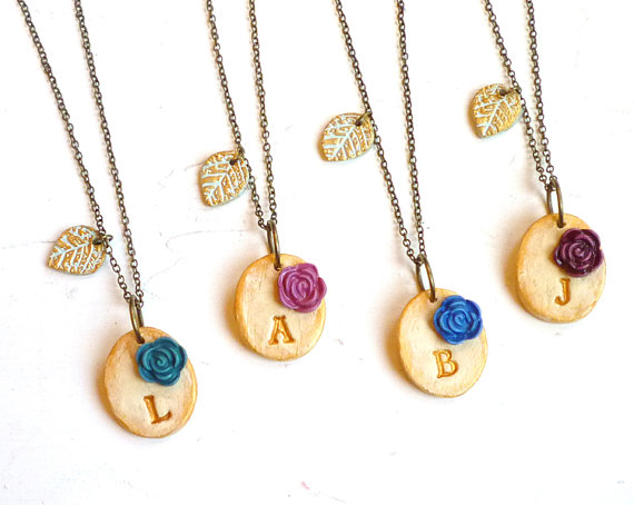 clay initial necklaces