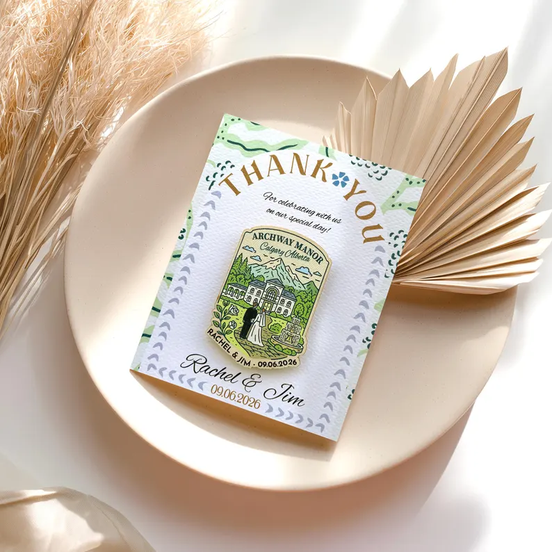 thank you wedding magnet favor for place setting decoration on tables