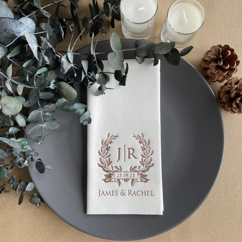 personalized napkins for wedding table decorations