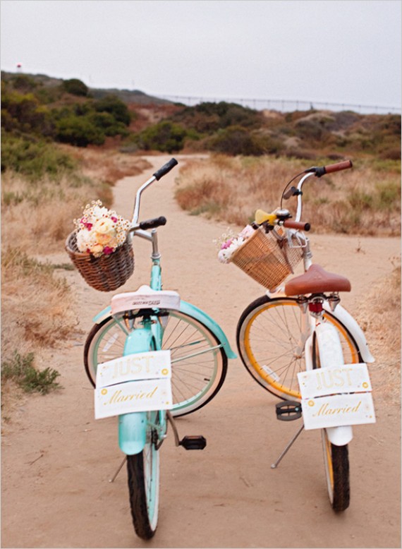 beach wedding bikes