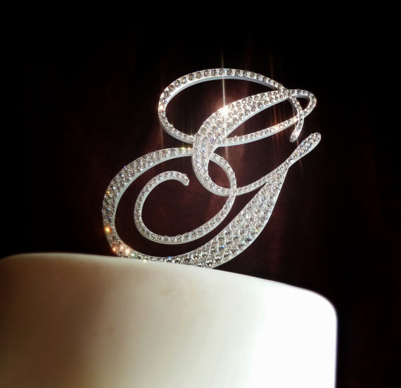 crystal monogram cake toppers