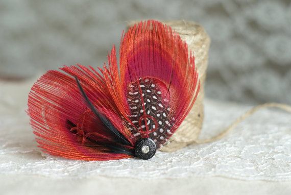 peacock feather hair pins