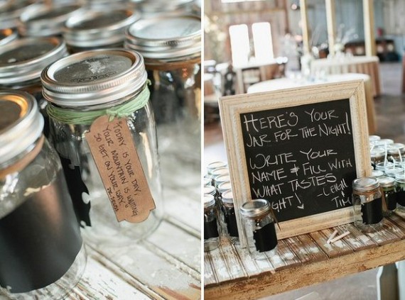 handmade wedding round-up - chalkboard mason jar drinking glasses (photo by sms photography via intimate weddings)