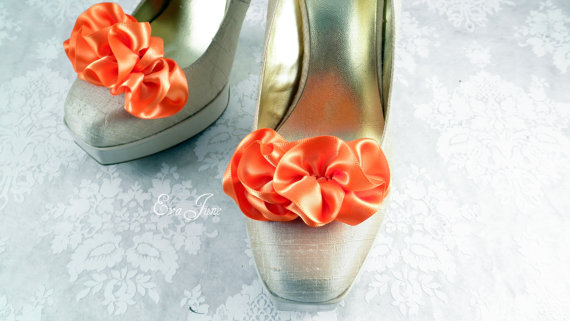 ruffle shoe clips tangerine color