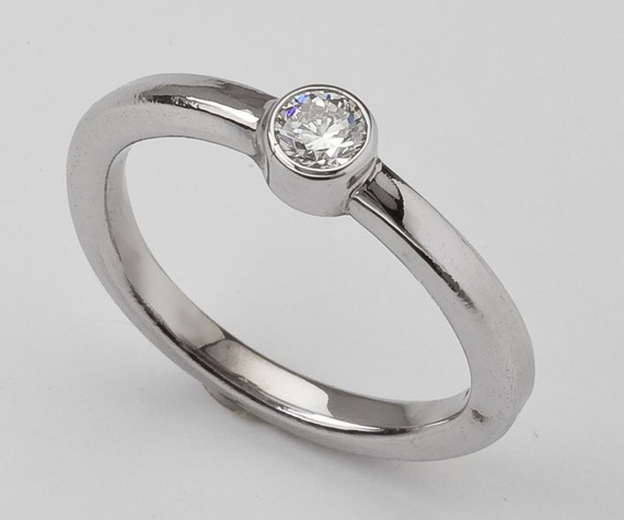 handmade wedding rings - solitaire bezel diamond engagement ring