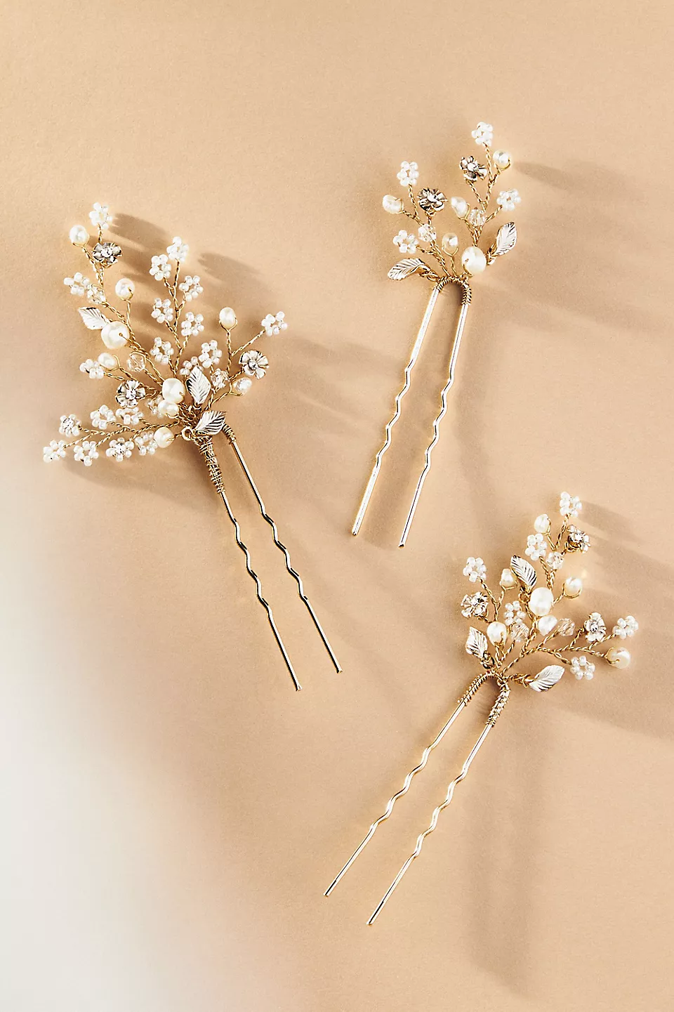 pearl hair pins worn instead of a bridal veil