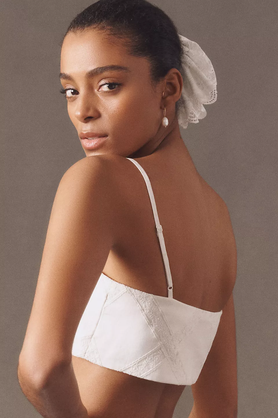 bridal scrunchie in lace - wedding veil alternatives