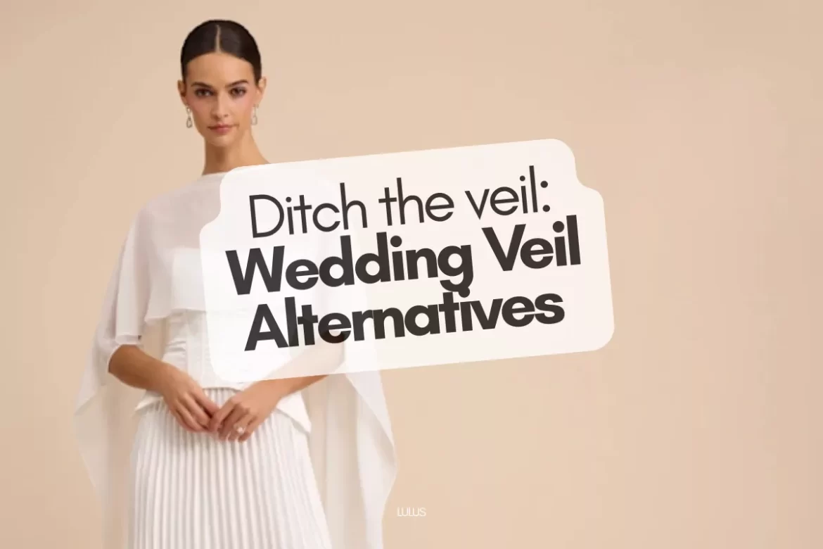 bride wearing a modern bridal accessory instead of a wedding veil, showcasing wedding veil alternatives