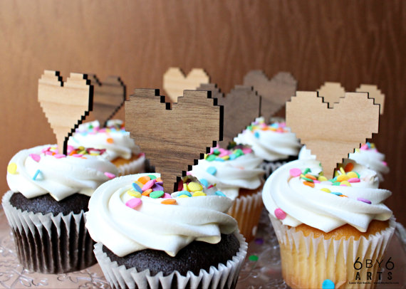 8 bit cupcake toppers