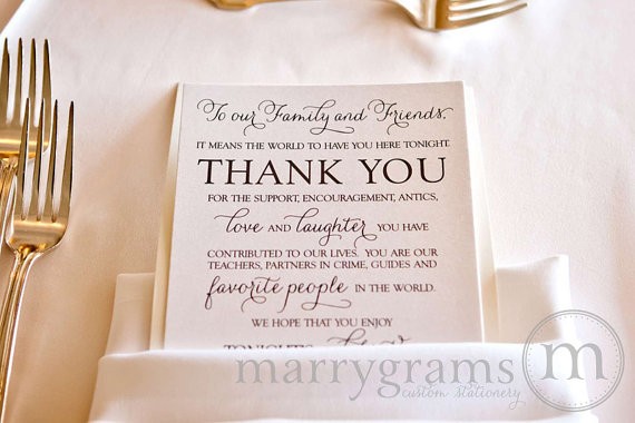 thank you card for dinner seating by marrygrams