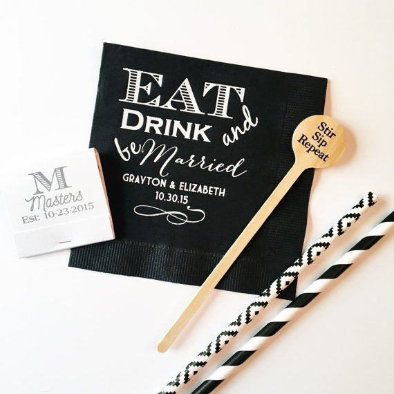 eat drink and be married napkins by sequinsandlipstick