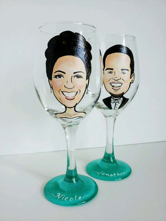 personalized bride and groom wine glasses