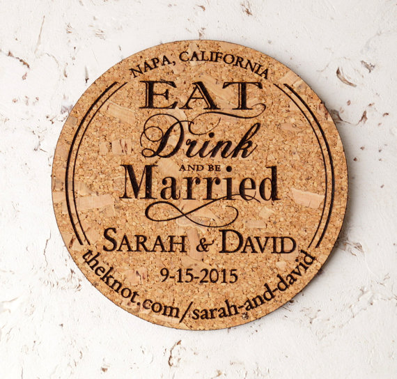 wine wedding cork save the date coasters