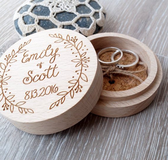 Wood Ring Box by Cork Country Cottage | via Wood Themed Wedding Ideas: https://emmalinebride.com/themes/wood-themed-wedding-ideas/